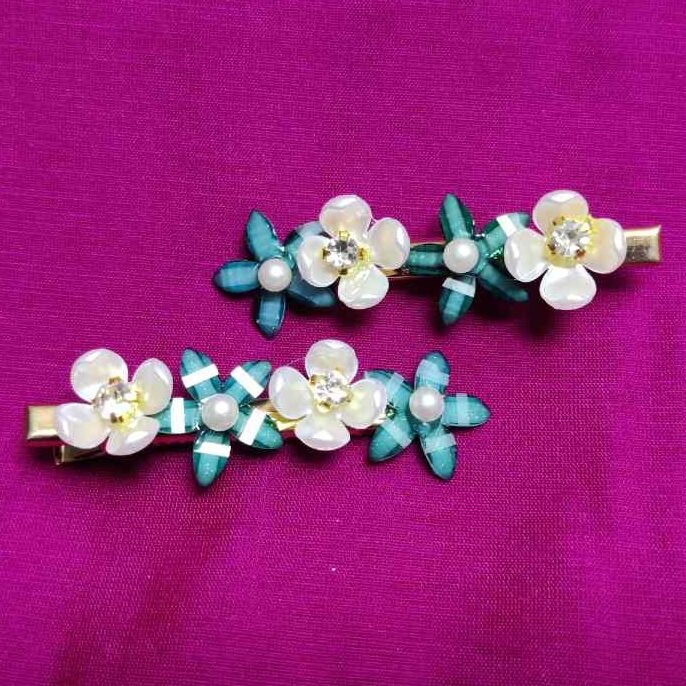 Sky Blue Yellow Hair Clips